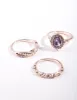 Rose Gold Purple Stone Ring Stack sold by lovisa