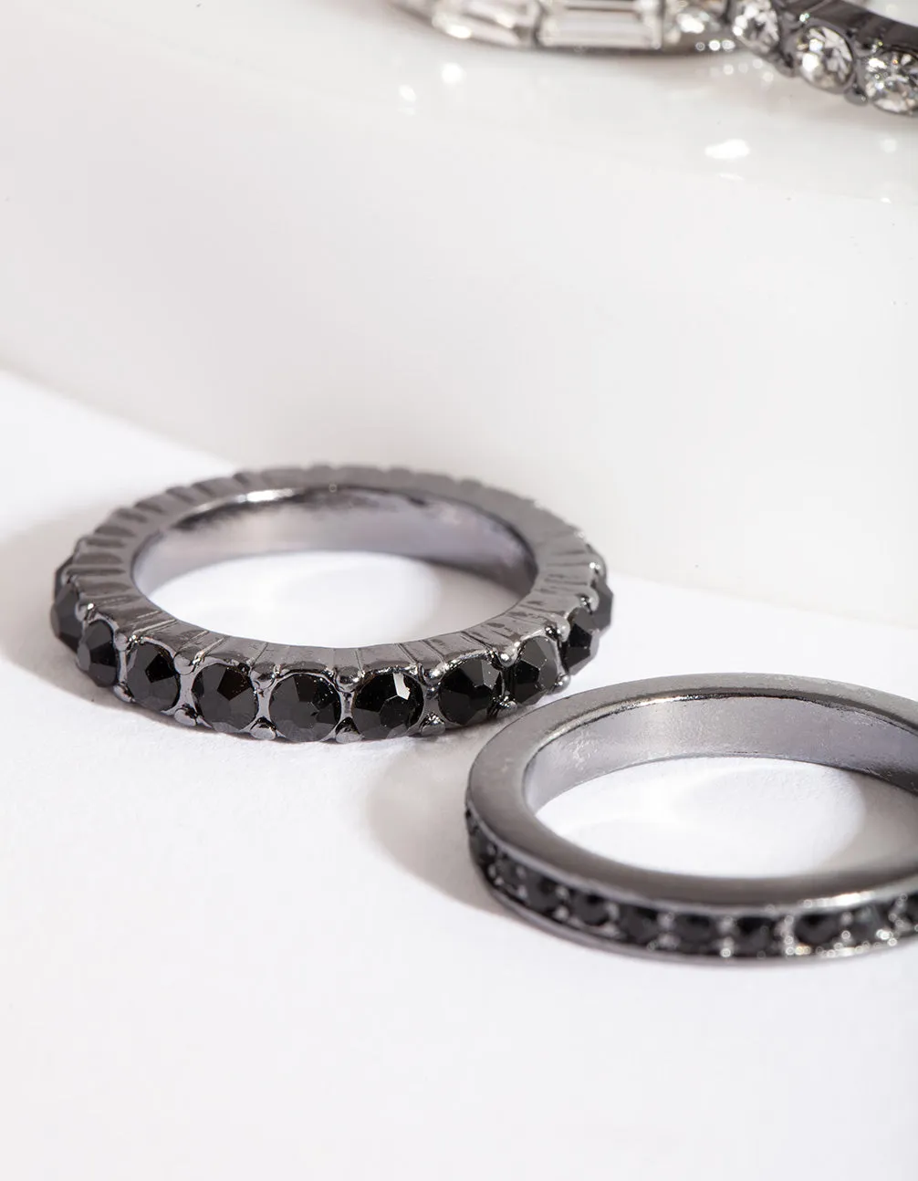 Black Stone Gunmetal Ring Stack sold by lovisa product image thumbnail 3