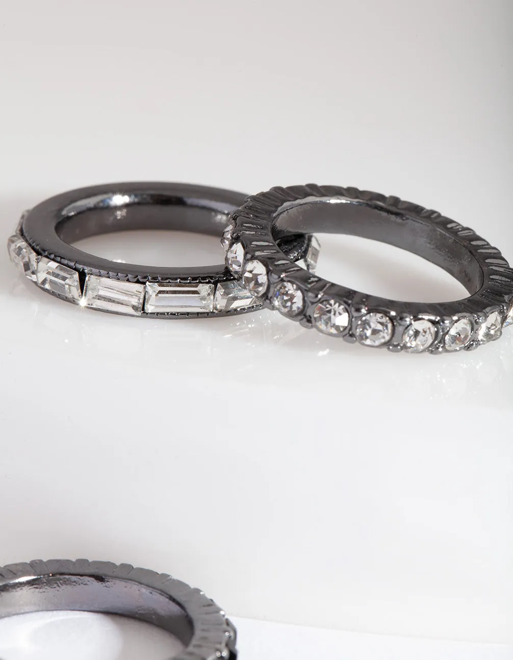 Black Stone Gunmetal Ring Stack sold by lovisa product image thumbnail 2