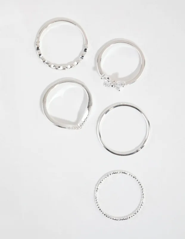 Silver Cubic Zirconia Butterfly Ring Pack sold by lovisa