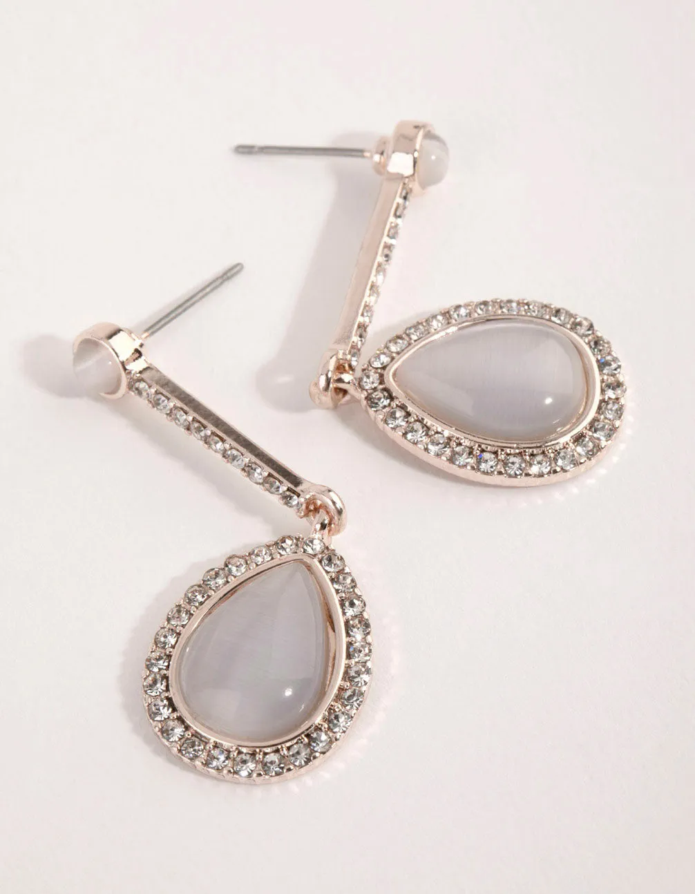 Rose Gold Cats Eye Teardrop Earrings sold by lovisa product image thumbnail 2