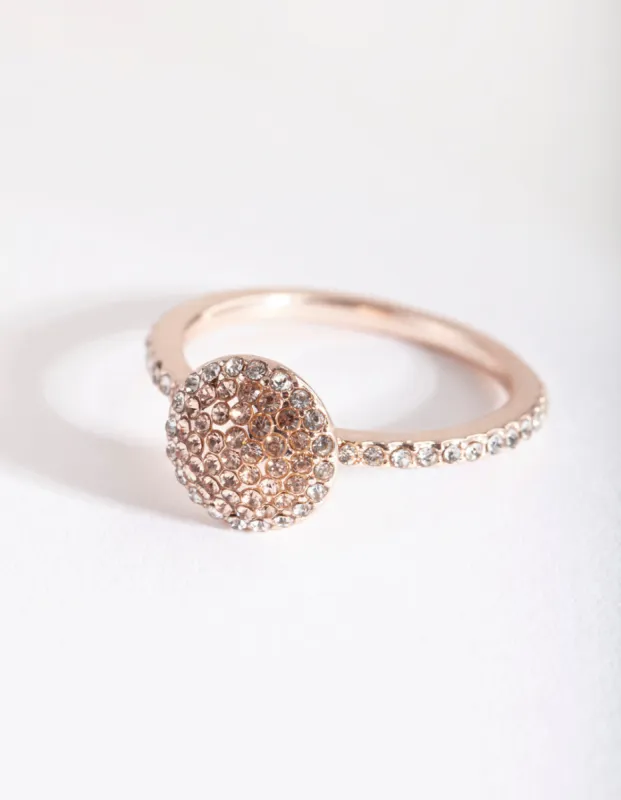 Rose Gold Round Diamante Ring sold by lovisa