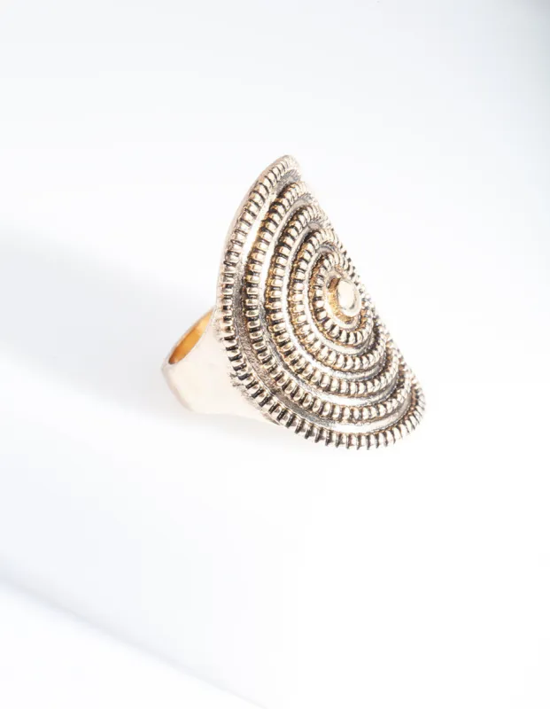 Antique Gold Textured Ring sold by lovisa