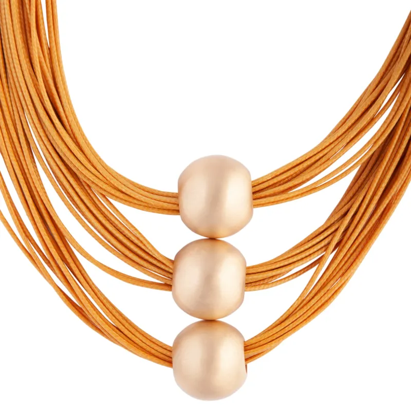 Orange Gold Waxed Cord Necklace sold by lovisa