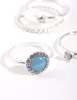 Silver Blue Stone Ring Stack sold by lovisa