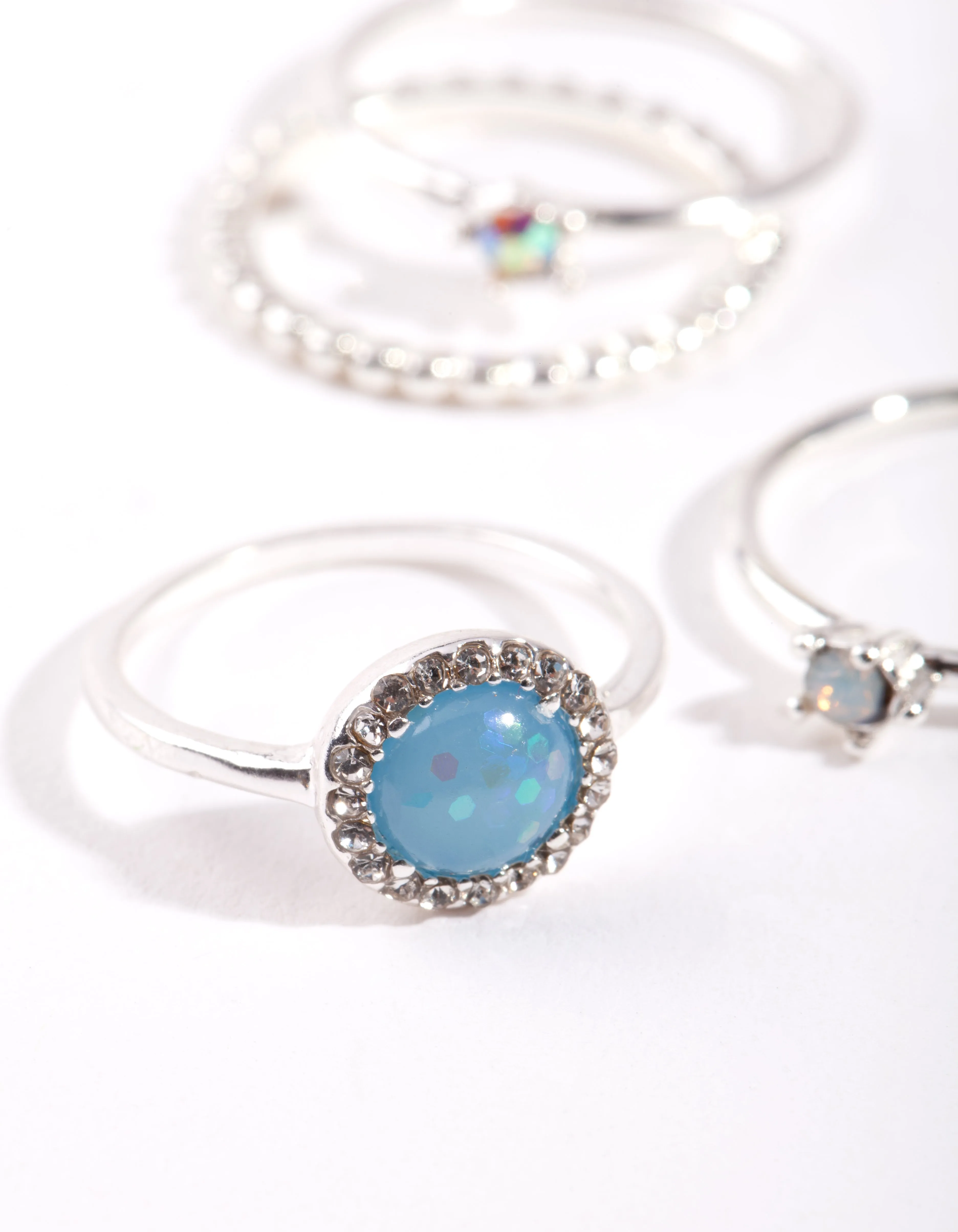 Silver Blue Stone Ring Stack sold by lovisa product image thumbnail 2
