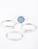 Silver Blue Stone Ring Stack sold by lovisa