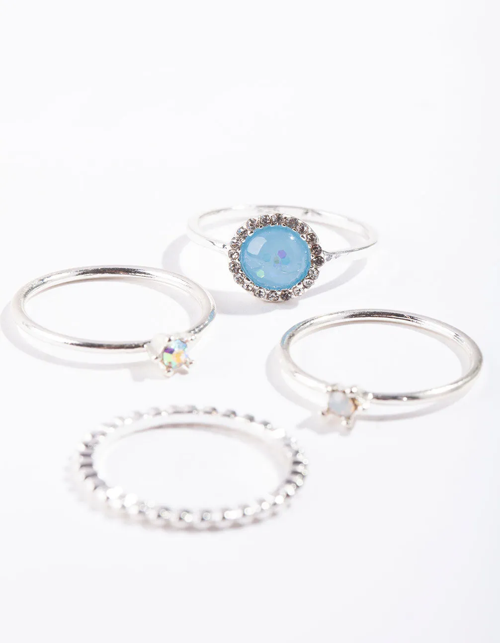 Silver Blue Stone Ring Stack sold by lovisa product image thumbnail 3