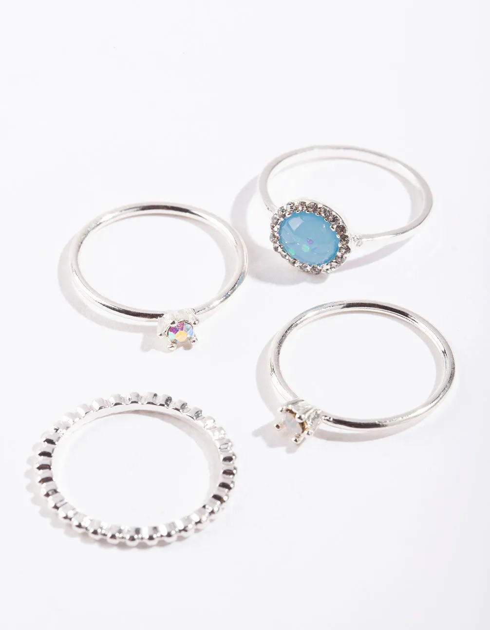 Silver Blue Stone Ring Stack sold by lovisa product image thumbnail 4