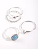 Silver Blue Stone Ring Stack sold by lovisa