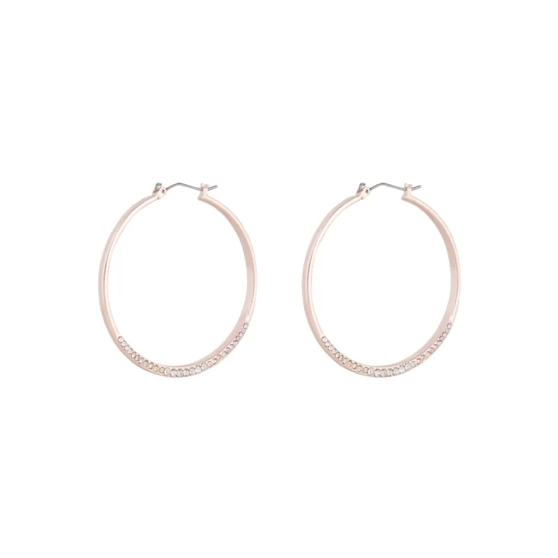 Rose Gold Diamante Detailed Hoop Earrings sold by lovisa