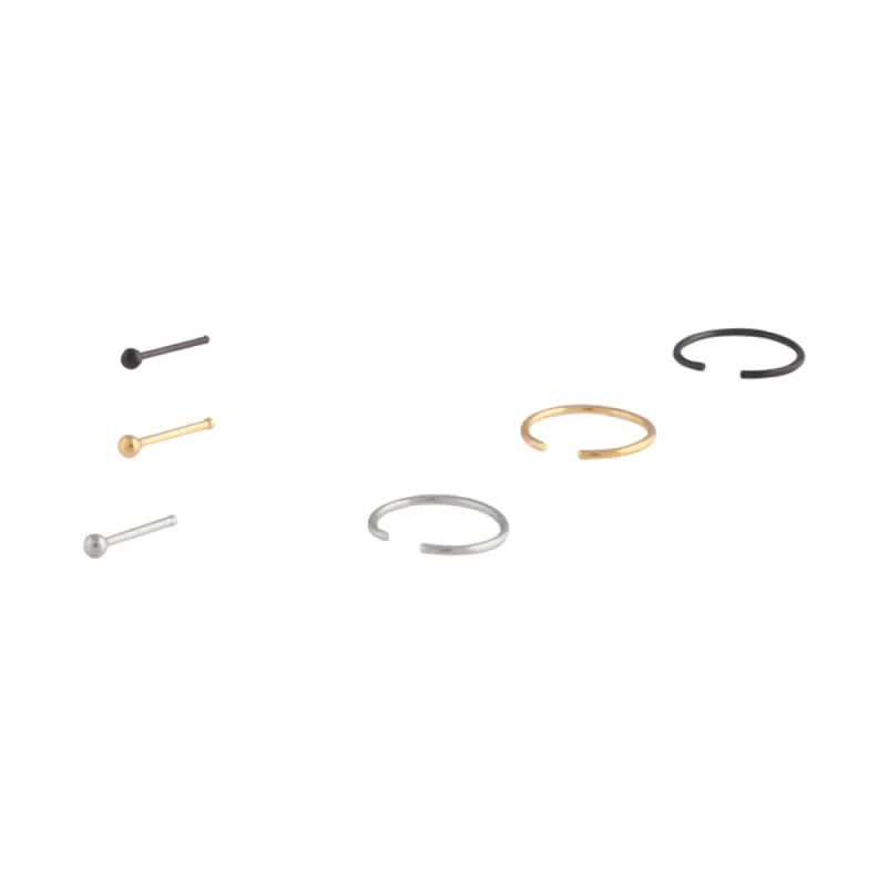 Mixed Metals Nose Ring Stud 6-Pack sold by lovisa