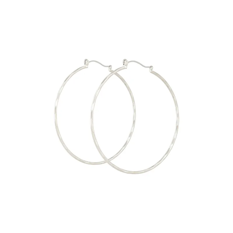 Silver Diamond Cut Hoop Earrings sold by lovisa