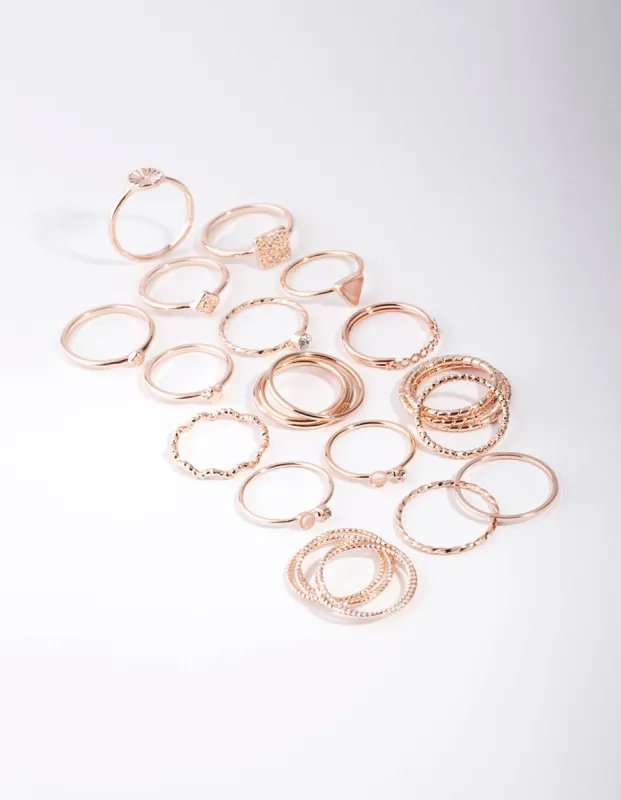 Rose Gold Diamond Cut Ring 26-Pack sold by lovisa