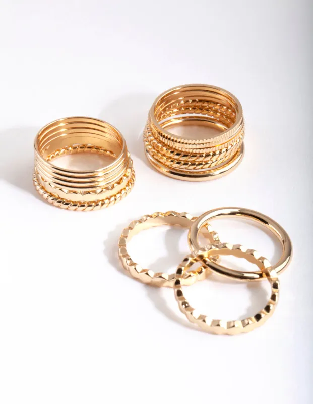 Gold Textured Band Ring 8-Pack sold by lovisa