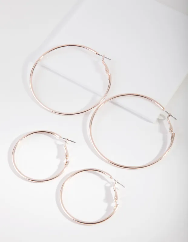Rose Gold Double Size Hoop Earring Pack sold by lovisa
