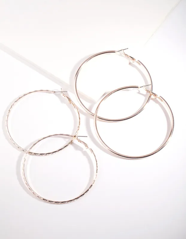 Rose Gold 60MM Hoop Earring Pack sold by lovisa