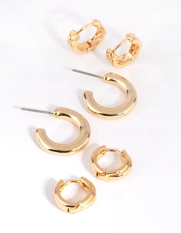 Gold Mixed Earring Hoop Pack sold by lovisa