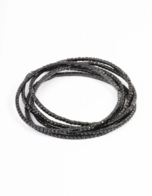 Black Fine Chain Stretch Bracelet 6-Pack sold by lovisa