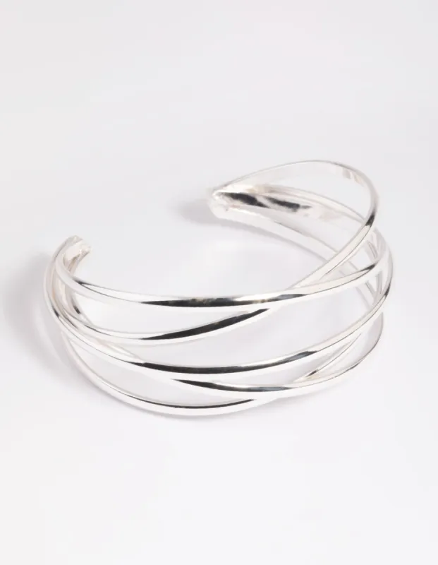 Silver Cross Over Cuff Bracelet sold by lovisa