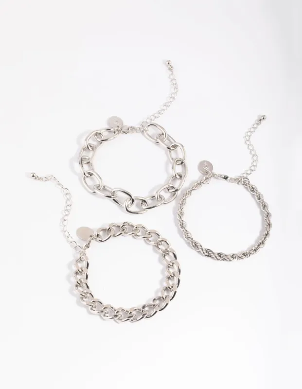 Rhodium Chain Bracelet Pack sold by lovisa
