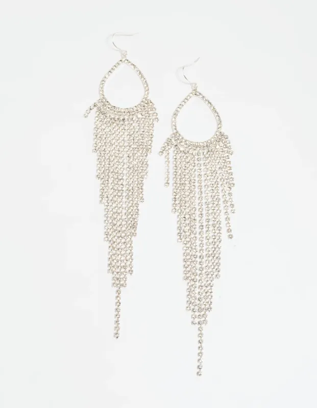 Silver Diamante Fringe Drop Earrings sold by lovisa