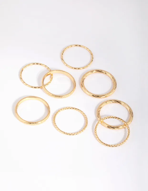 Gold Plated Textured Ring 8-Pack sold by lovisa