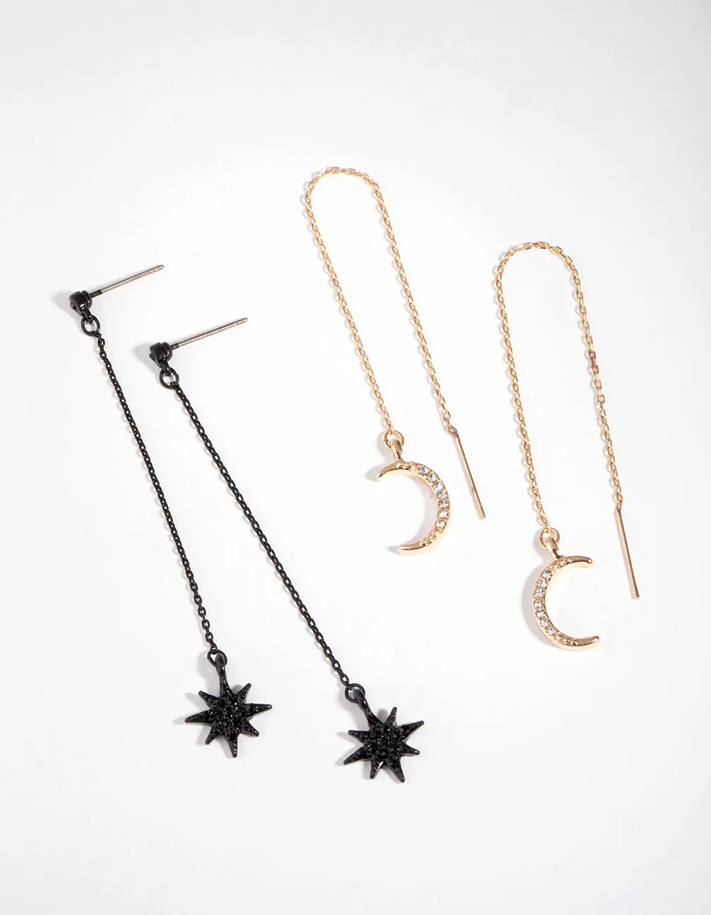 Matte Diamante Star & Moon Pack Earring sold by lovisa