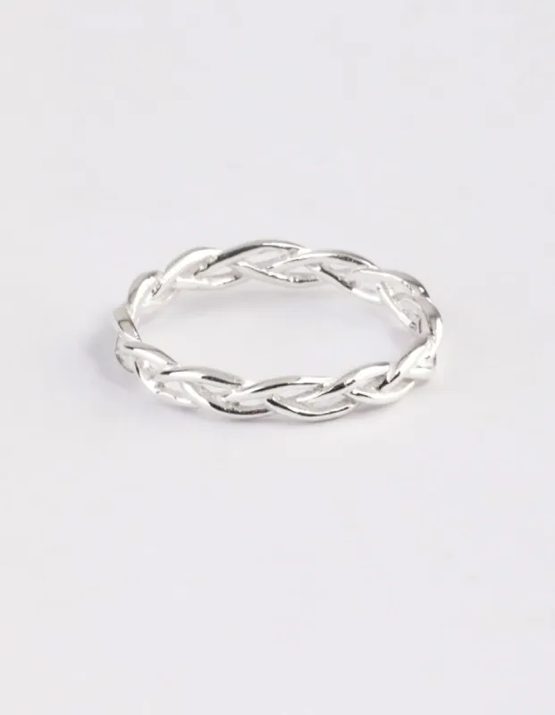 Sterling Silver Braided Ring sold by lovisa