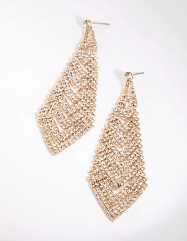 Triangular Diamante Earrings sold by lovisa