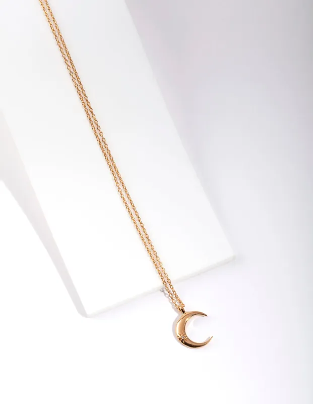 Gold Plated Sterling Silver Crescent Moon Necklace sold by lovisa
