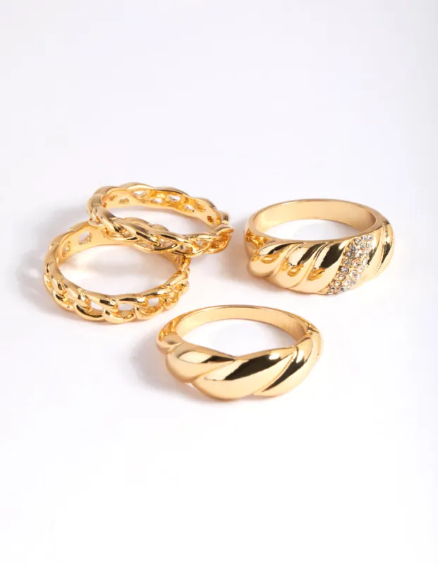 Gold Plated Croissant Ring 4-Pack sold by lovisa