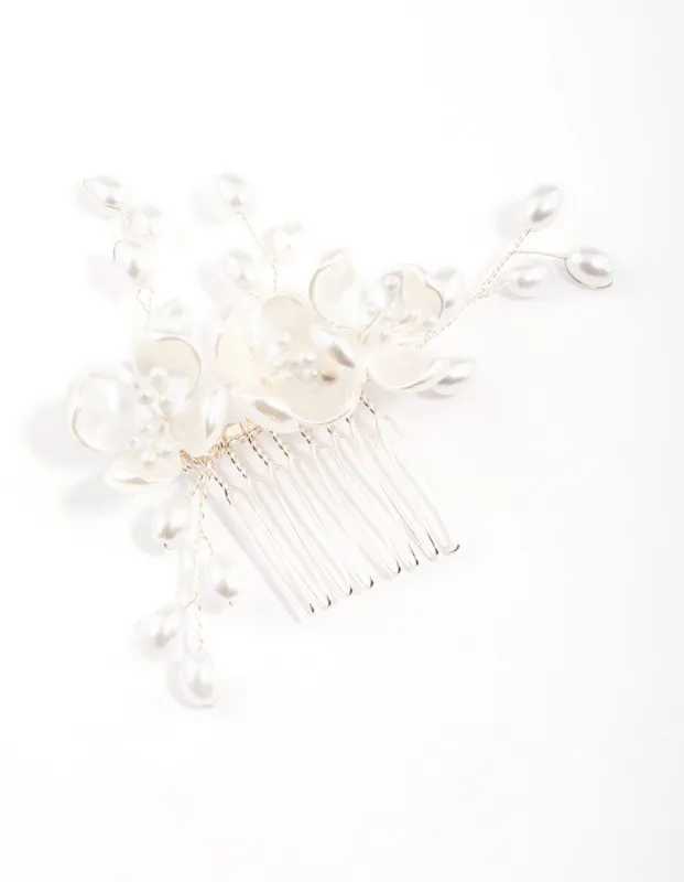 Silver Plain Flower Comb sold by lovisa