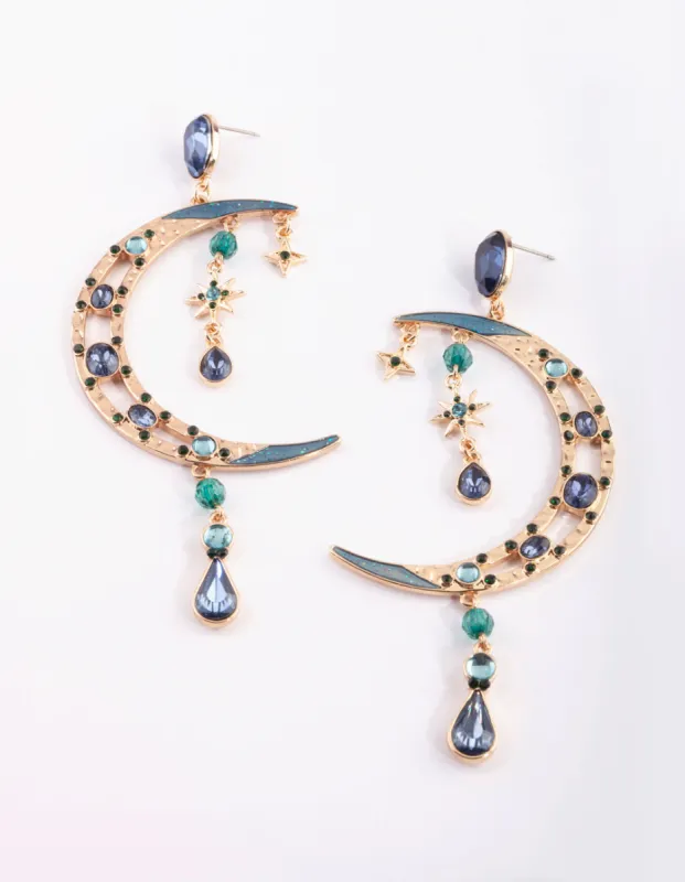 Gold Moon Statement Earrings sold by lovisa