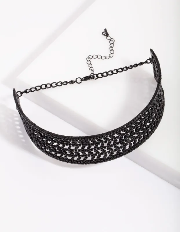 Black Dazzle Multi Diamante Choker sold by lovisa