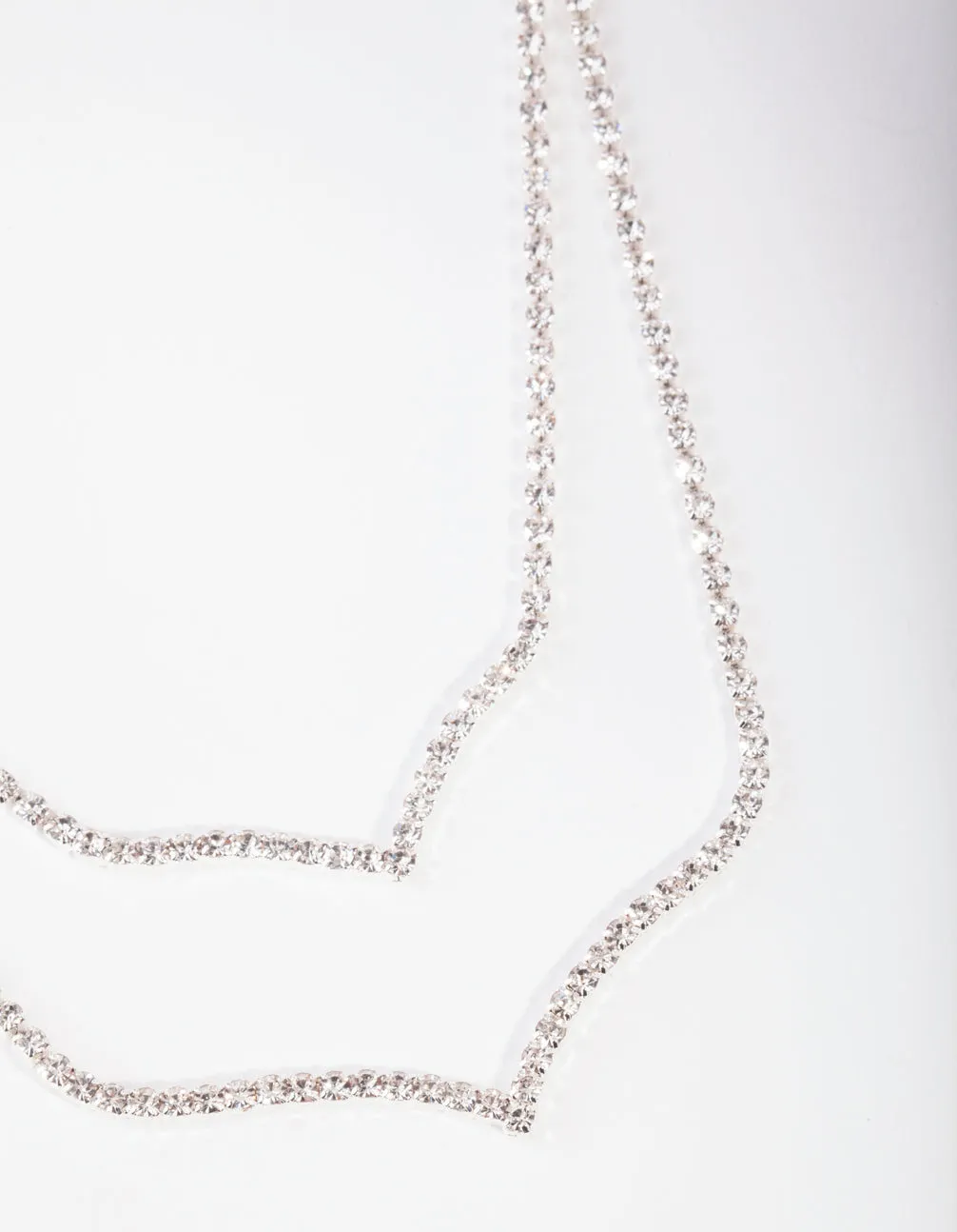 Silver Diamante Double Row Point Necklace sold by lovisa