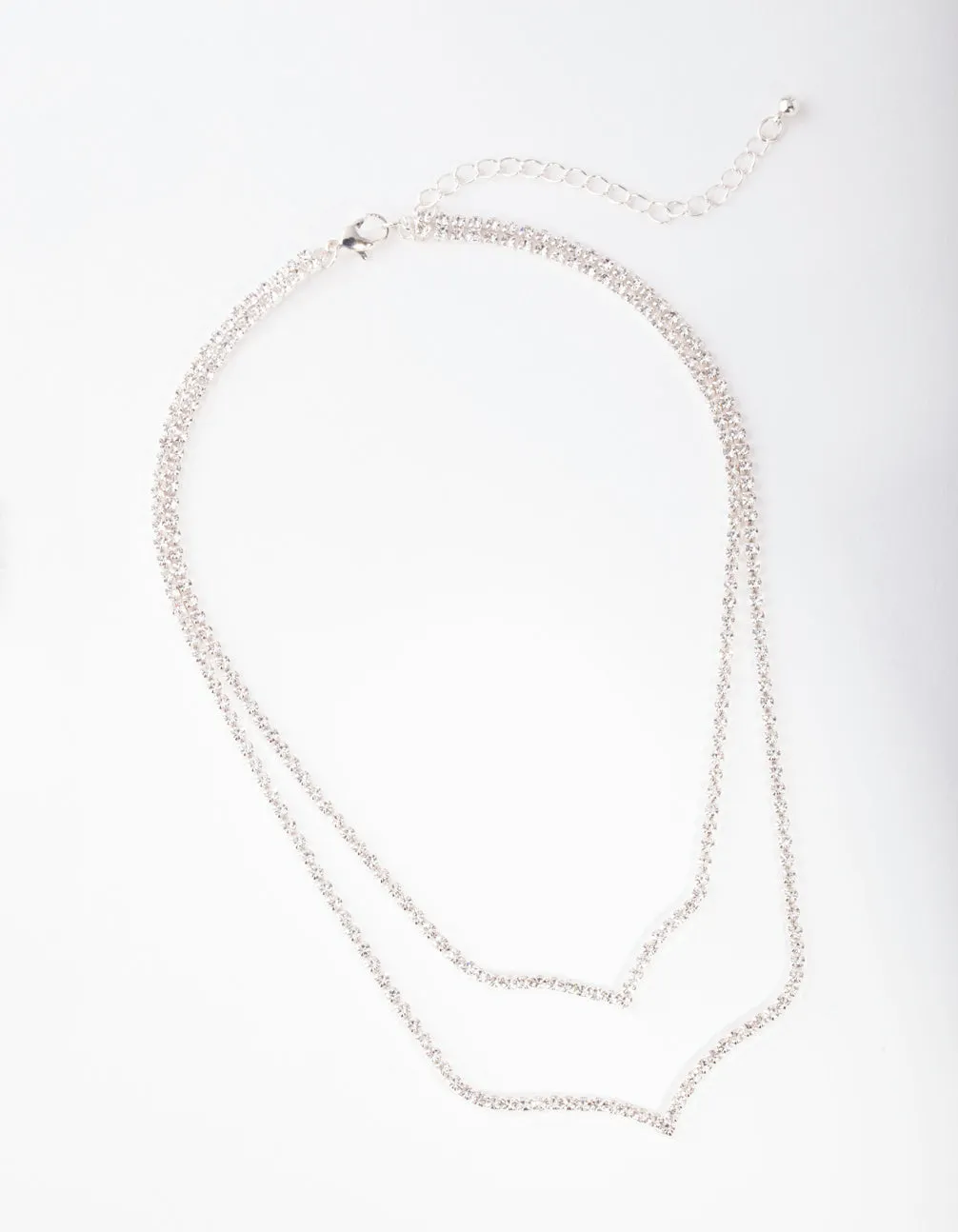 Silver Diamante Double Row Point Necklace sold by lovisa product image thumbnail 2