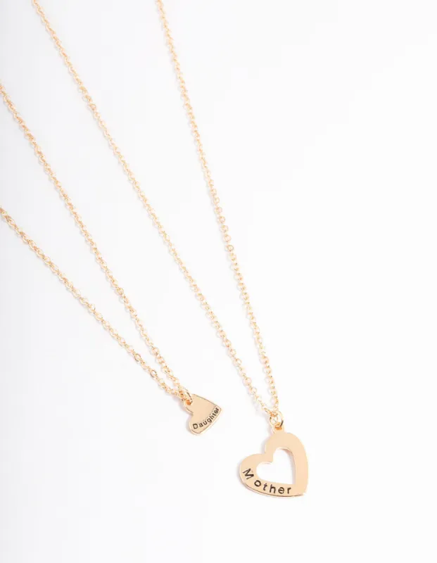 Gold Open Heart Necklace Pack sold by lovisa