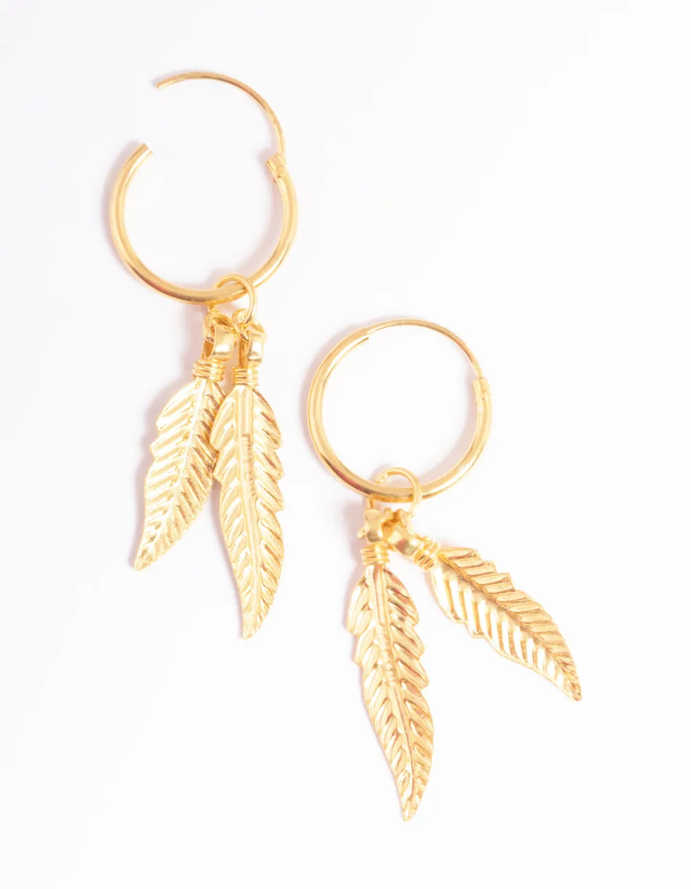 Gold Plated Sterling Silver Dangle Leaves Huggie Earrings sold by lovisa product image thumbnail 3