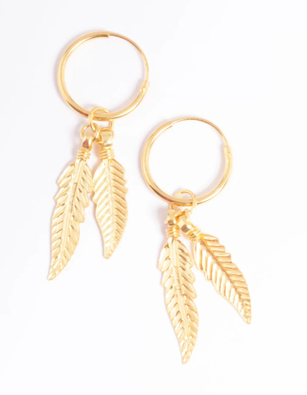 Gold Plated Sterling Silver Dangle Leaves Huggie Earrings sold by lovisa
