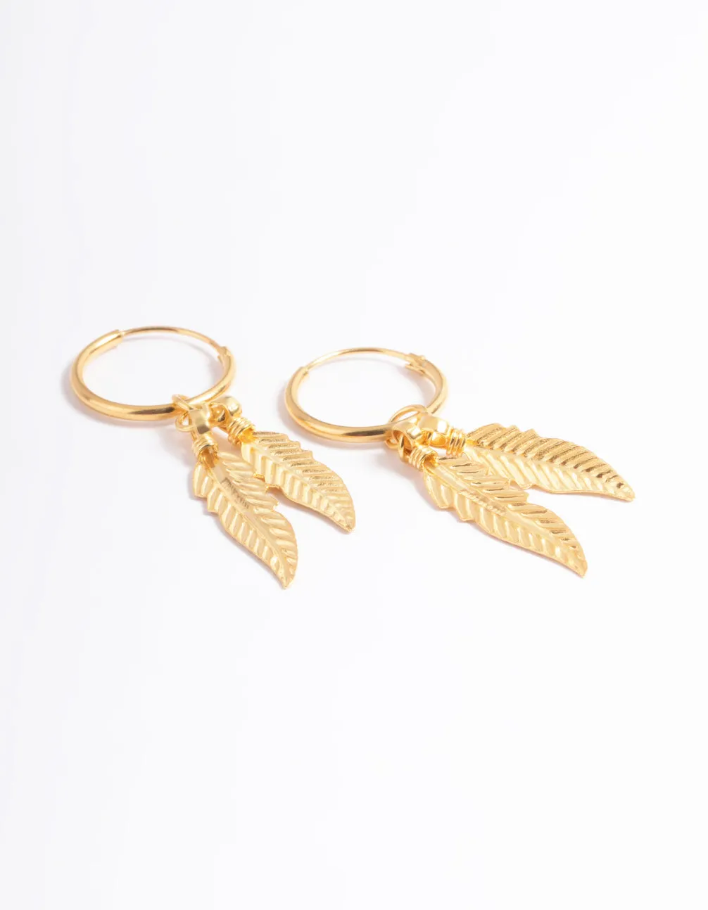 Gold Plated Sterling Silver Dangle Leaves Huggie Earrings sold by lovisa product image thumbnail 2
