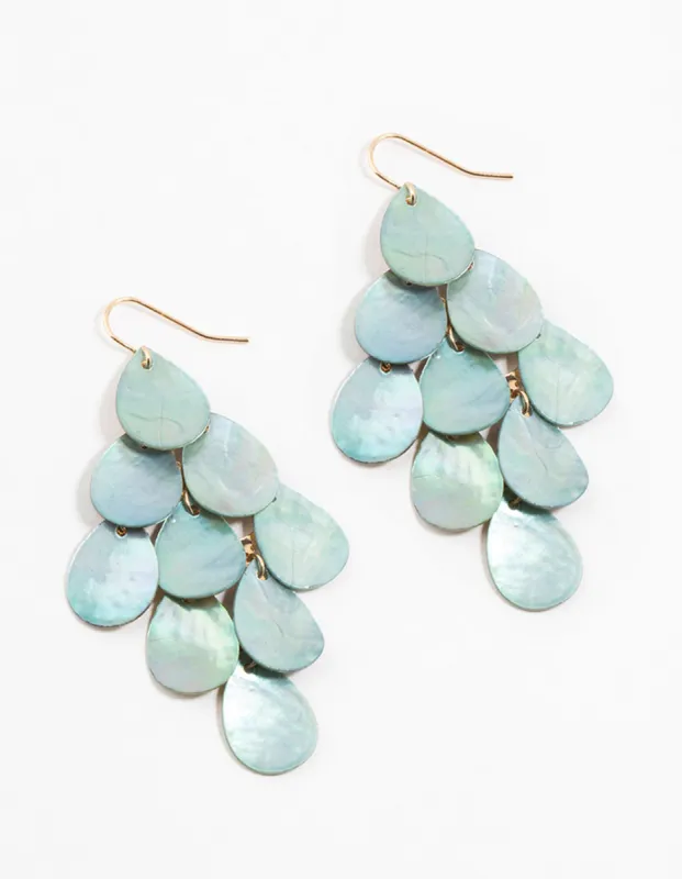 Blue Genuine Shell  Layered Drop Earrings sold by lovisa