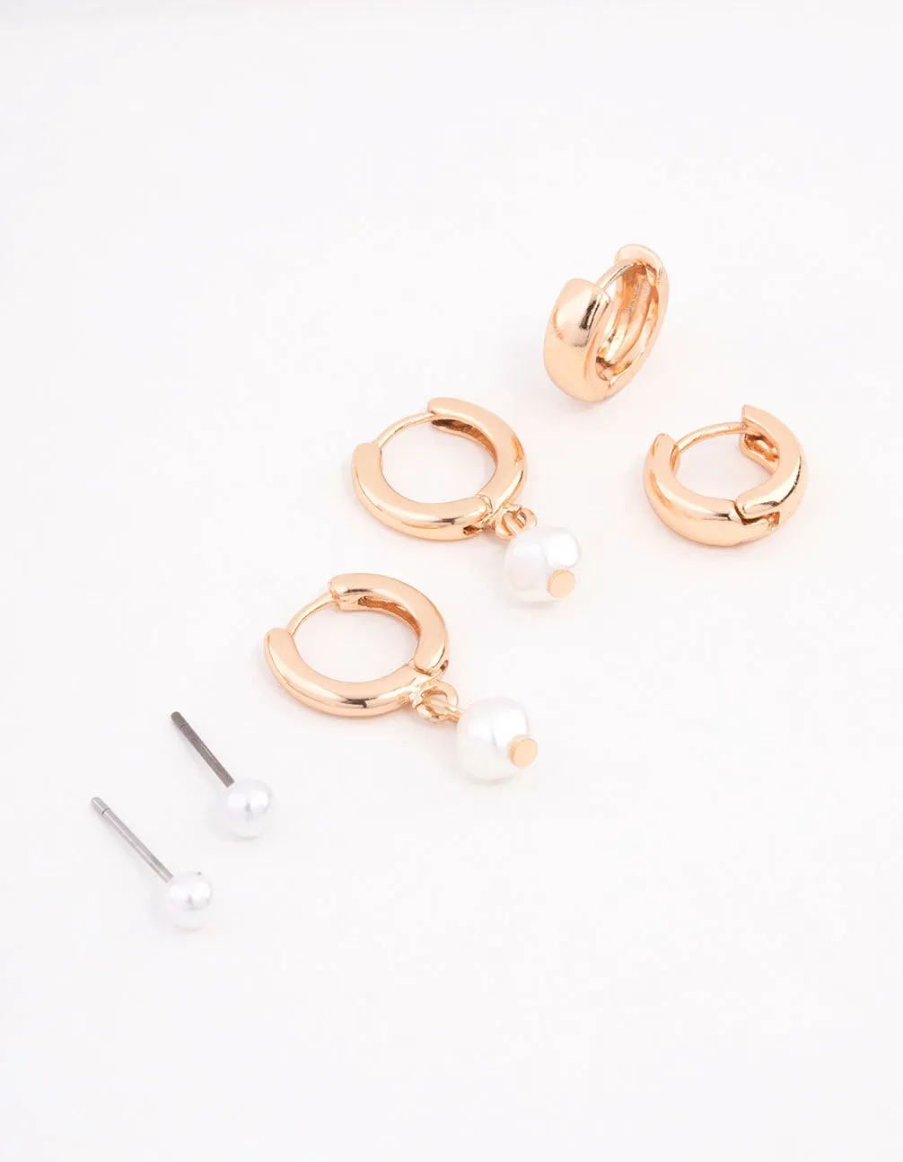 Pearl Huggie Earrings 3-Pack sold by lovisa