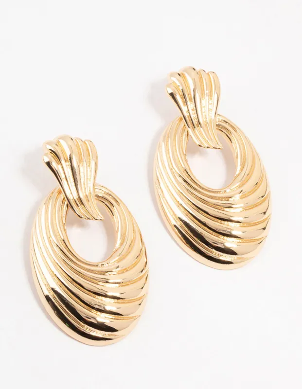 Gold Molten Door Knocker Drop Earrings sold by lovisa