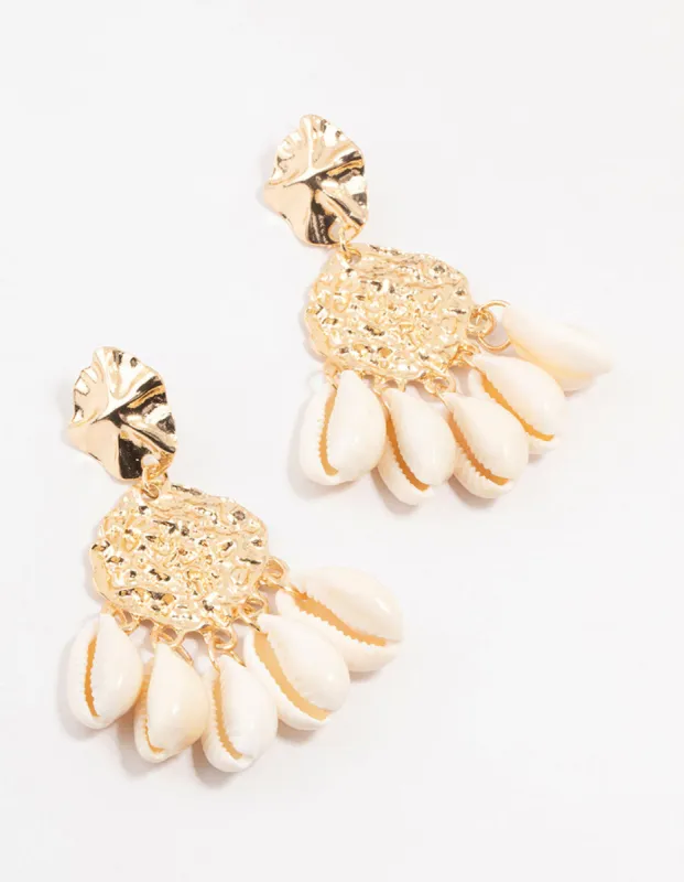 Shell & Molten Gold Drop Earrings sold by lovisa