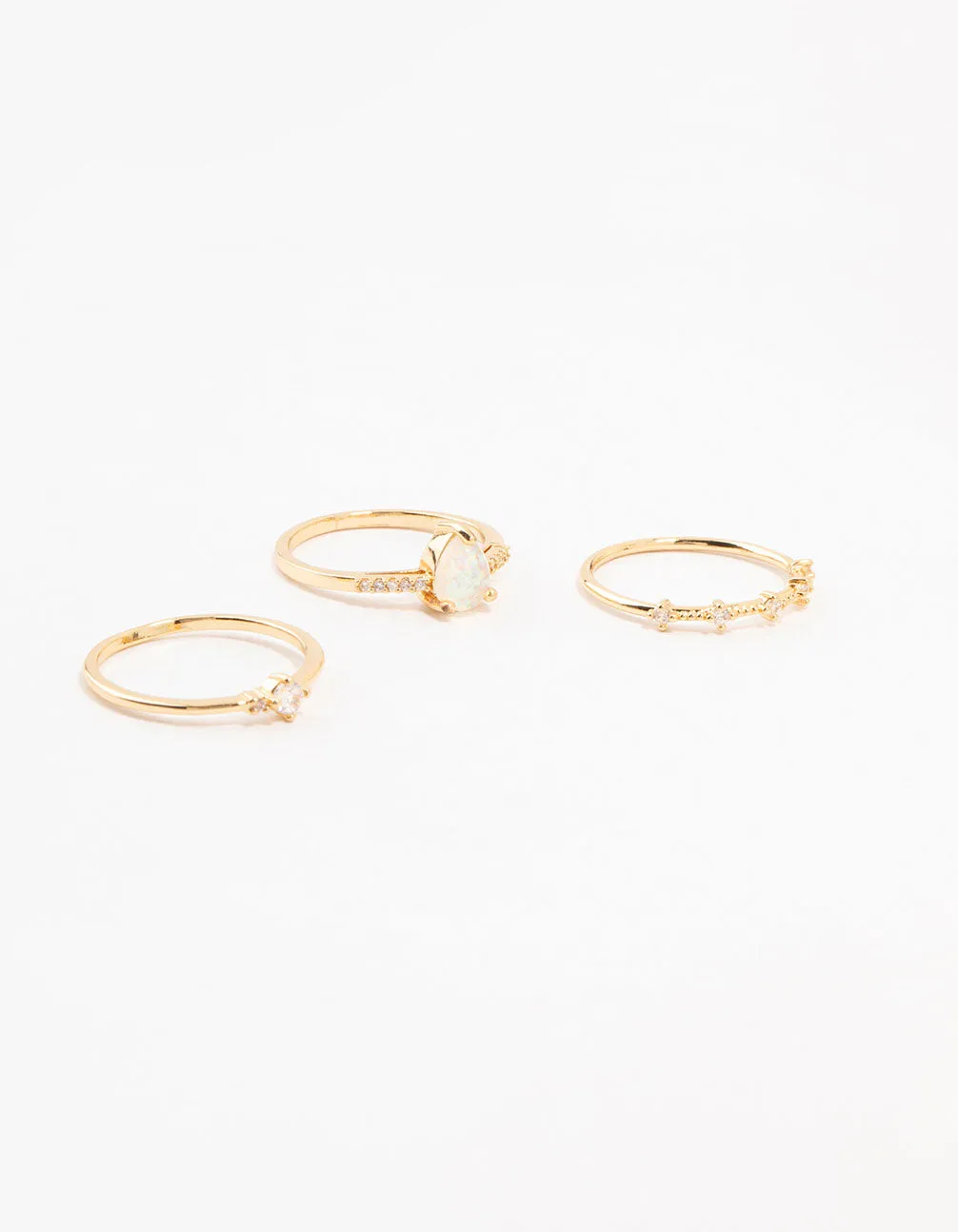 Gold Plated Elegant Pear Stacking Rings 3-Pack sold by lovisa