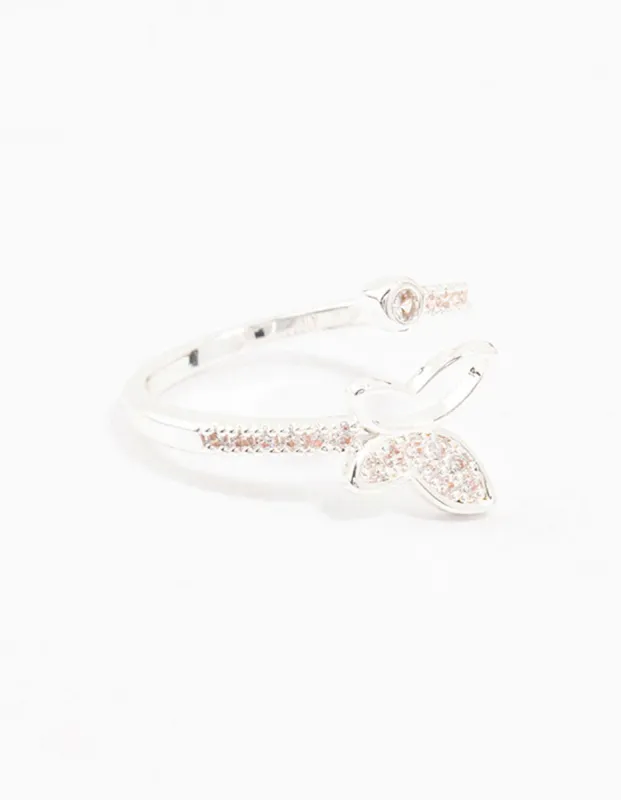 Silver Plated Butterfly Cubic Zirconia Wrapped Ring sold by lovisa