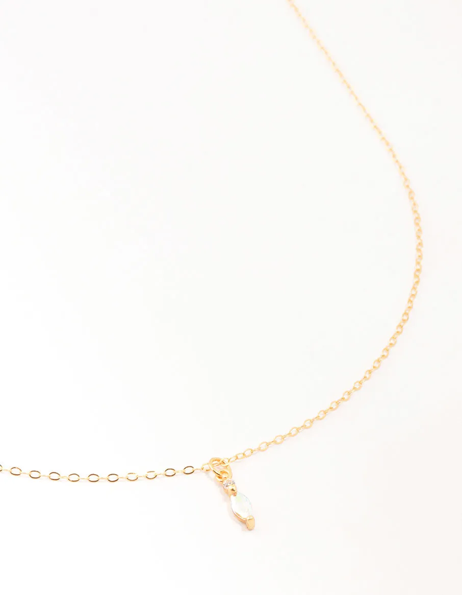 Gold Plated Sterling Silver Marquise Pendant Necklace sold by lovisa