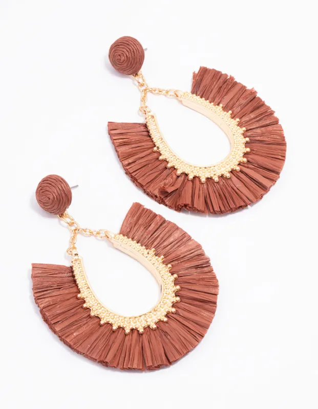 Gold Raffia Fan Drop Earrings sold by lovisa