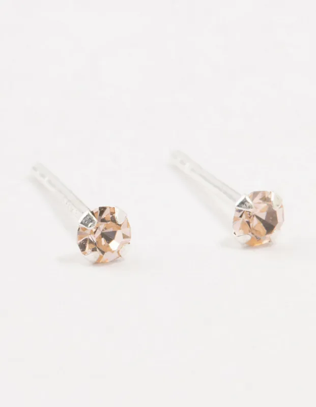 Peach Czech Bohemia Crystal Sterling Silver Stud Earrings sold by lovisa